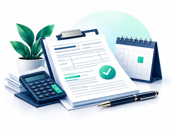 Individual tax forms and documents organized for filing