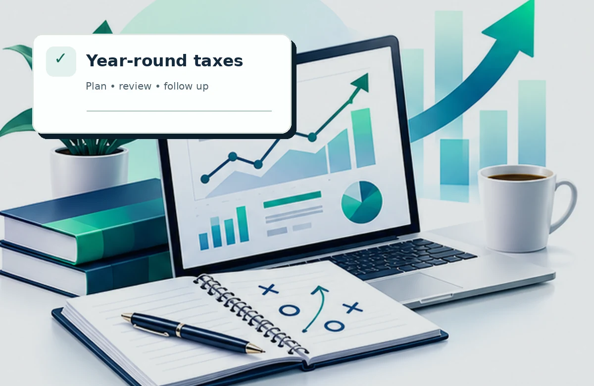 Calendar and paperwork for business tax deadlines